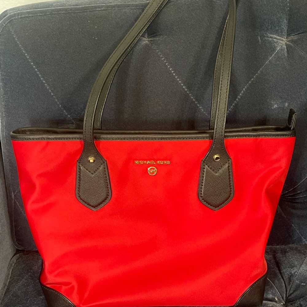 Michael Kors Vibrant Red and Black Tote